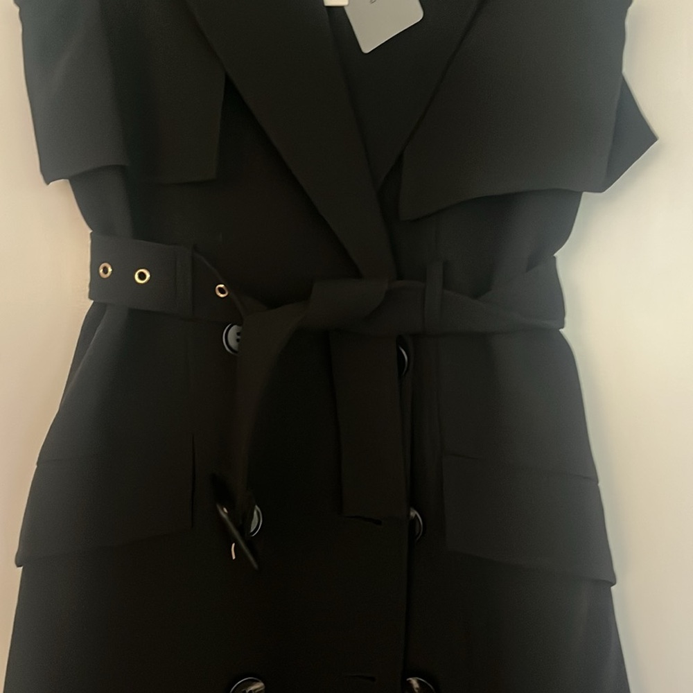 French connection, black trench coat dress. Size 0. Excellent  condition. New. - Picture 4 of 7